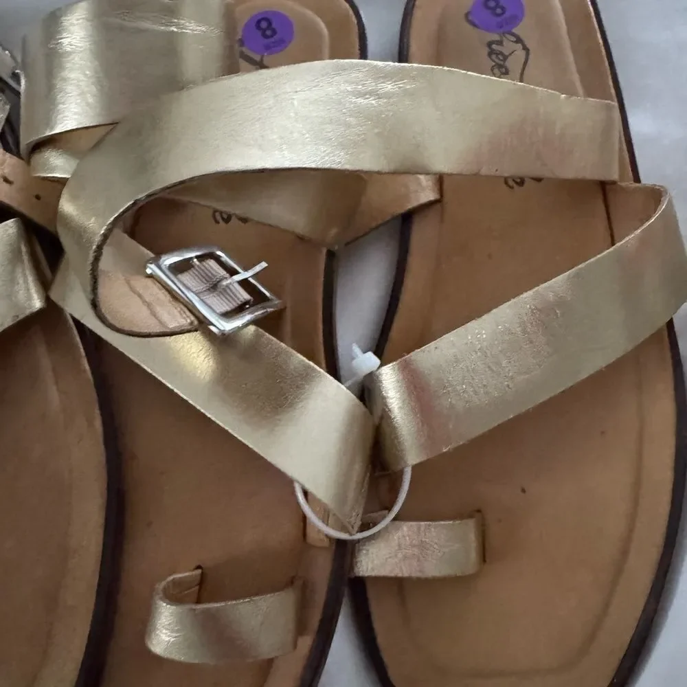 NEW Free People Romeo Wrap Sandals Gold
